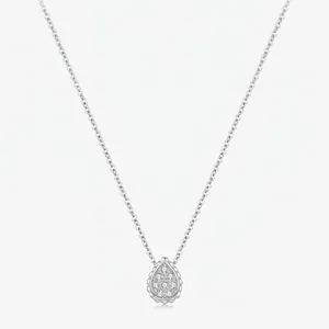925 Sterling Silver Necklace For Women Water Drop Pear Shaped Pendant Micro Pave Cubic Zirconia Elegant Fashion