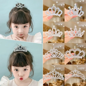 Tiara Corona Bambine Strass Cristallo Perla Artificial Sintetica Principessa Pettine Capelli Cerchietto Per Festa Di Compleanno Ragazzine