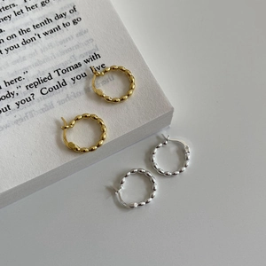 925 Sterling Silver Hoop Earrings Bead Textured Geometric Minimalist Versatile Fashion Jewelry For Women Gift For Her