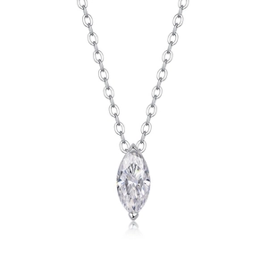 Minimalist S925 sterling silver necklace featuring a marquise cut moissanite pendant
