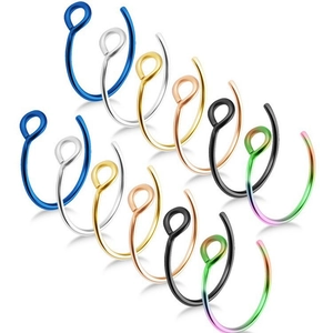 Faux Nose Rings Non Pierced Body Piercing Jewelry Stainless Steel Colorful C Shape Hoop Ear Clips