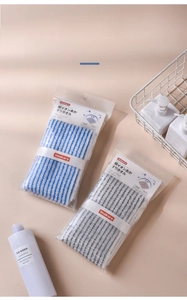 Close-up of Imakara silver ion antibacterial exfoliating bath towels in gift packaging