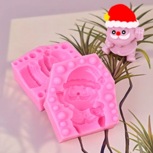 3D sitting Santa Claus silicone mold for Christmas candles and cake baking DIY