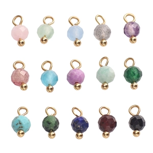 Set of 15 colorful 4mm faceted gemstone pendants with gold hooks for DIY jewelry making