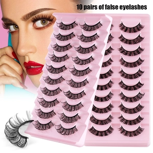 Russian D Curl False Eyelashes Dense Natural Synthetic Fiber Extension Eyelash For Daily Party Women Makeup Tool