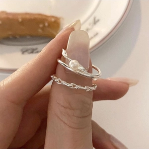 925 Sterling Silver Knotted Woven Chain Open Ring For Women Minimalist Adjustable Ins Style Polished Knot Geometric Finger Ring