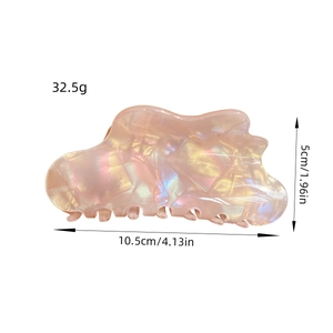 Pink pearlescent cloud hair claw clip, 10.5cm large resin shark clip for thick hair