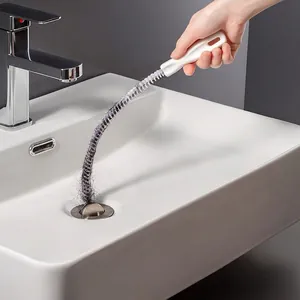 Flexible Drain Clog Remover Brush Stainless Steel Spiral Pipe Cleaning Tool For Kitchen Sink Bathroom Shower Bathtub