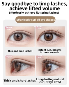 Before and after comparison of lash curler effect on different eyelash types