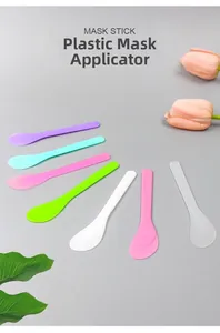 Detailed view of colorful 13cm plastic facial mask mixing sticks in eight vibrant colors