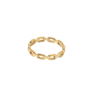 Minimalistischer 18k vergoldeter Edelstahlring mit geometrischem Kettenglied-Design