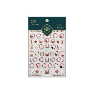 The Garden of Animals gold foil floral puppy and rabbit cute nail art stickers M-1159