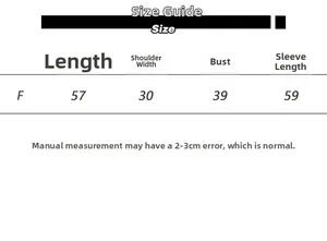Detailed size chart for seamless slim knit top showing length, shoulder, and bust measurements
