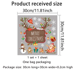 Christmas wall stickers with Santa Snowman and Reindeer patterns 30x30cm layout