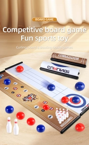 Vue détaillée du tapis de jeu de table 2-en-1 curling et bowling