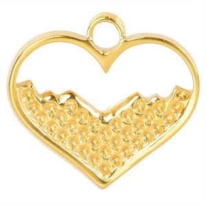 Minimalist golden heart necklace with hollow design and textured bead filling