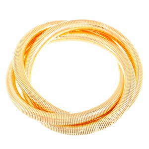 Exaggerated golden snake chain spring bracelet with spiral geometric layered design