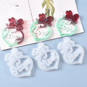 Silicone resin mold set for DIY bow-knot heart pendants with Hope, Noel, and Love text