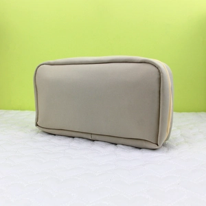 Large capacity cream-colored stationary pouch with 180-degree opening for students