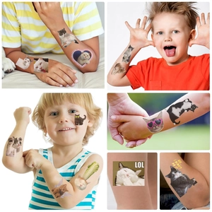 Waterproof temporary tattoos for kids featuring cute cartoon cats and fun animal patterns