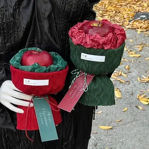 Christmas DIY Gift Wrapping Knitted Fabric Sherpa Velvet For Apple Flower Bouquet Packaging Ribbon Pom Pom Decor