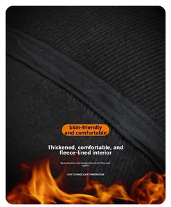 Macro shot of thick warm fleece lining and twill fabric with thermal heat retention