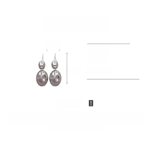 Detailed size and weight specs for silver irregular geometric double oval dangle earrings
