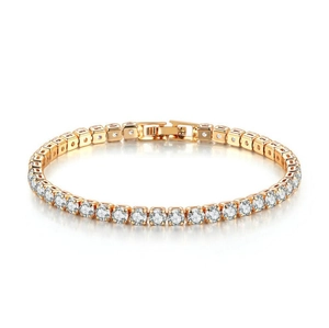 Classic hip hop tennis bracelet with round cubic zirconia in gold plated metal base