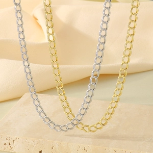 Stainless Steel Curb Chain Necklace And Bracelet Hip Hop INS Style 18K Gold Plated Unisex Minimalist Jewelry