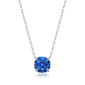 Luxurious S925 sterling silver necklace with octagonal royal blue rose cut diamond pendant