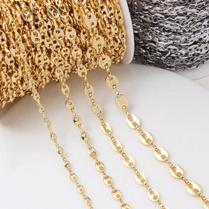 Copper Pig Nose Coffee Bean Chain 18K Gold Plated DIY Jewelry Making Necklace Bracelet Links Bulk Crafting Accessory