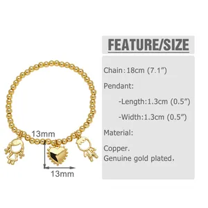 Detailed size chart showing 18cm chain length and 13mm heart pendant dimensions