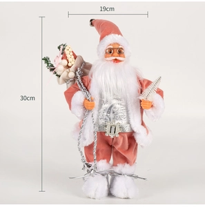 Pink Santa Claus plush doll showing detailed dimensions of 30cm height and 19cm width