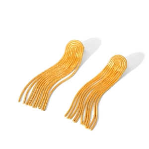 Elegant 18k gold plated stainless steel long tassel chain drop earrings for women