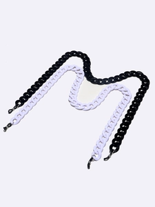 Set of two acrylic eyewear chains in black and white with adjustable rubber loops