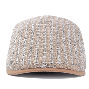 Berretto vintage in tweed beige con trama a maglia calda per l'autunno e l'inverno