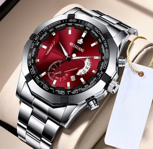 Men Quartz Watch Stainless Steel Chronograph Luminous Waterproof Date Multifunction Sport Business Wristwatch