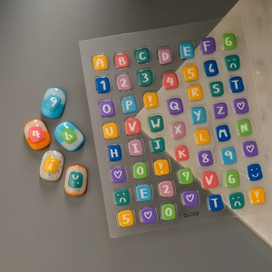 3D embossed nail stickers featuring colorful alphabet letters and numeric DIY art decals