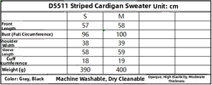 Tableau des tailles détaillé pour gilet en maille femme avec mesures en cm