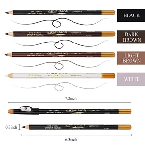 Barber pencil set for beard and eyebrows with built-in sharpener in four essential colors