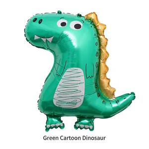 Cute green cartoon dinosaur foil balloon measuring 63x72cm for party decoration