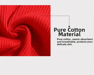 Macro shot of breathable red ribbed cotton fabric texture for women's soft underwear