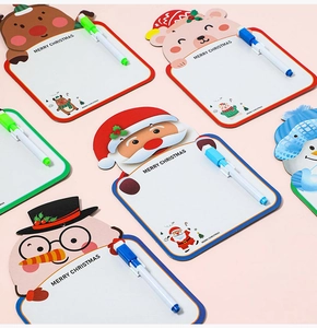 Christmas cartoon drawing board set with reindeer and Santa Claus shapes and pen
