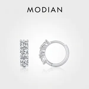 925 Sterling Silver Huggie Earrings With D Color Moissanite Round Brilliant Cut Elegant Fashion Jewelry For Women