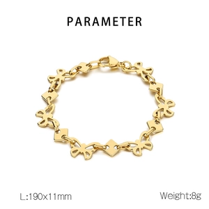 Detailed view of golden butterfly hollow link chain with 190x11mm size parameters