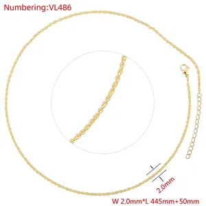 Detail view of 2.0mm gold-toned twist chain necklace with lobster clasp and extension