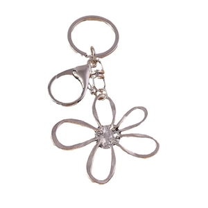 Chic silver hollow flower keychain accessories for handbags with polished metal finish