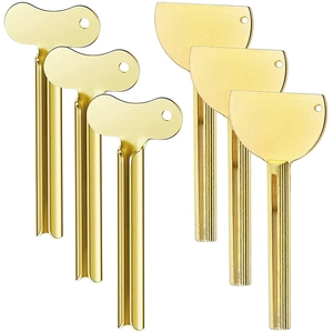 6-piece gold zinc alloy toothpaste squeezer set with butterfly and semi-circle handles