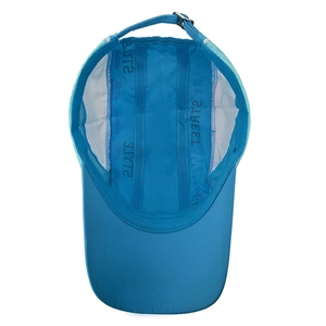 Lake blue quick-dry baseball cap with internal reinforced seam tape and adjustable strap