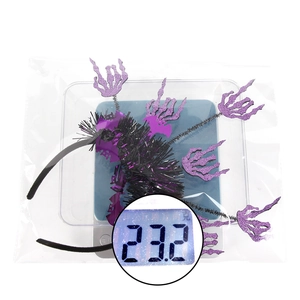 Purple glitter Halloween headband with spider claw design on a white background, 23.2g weight